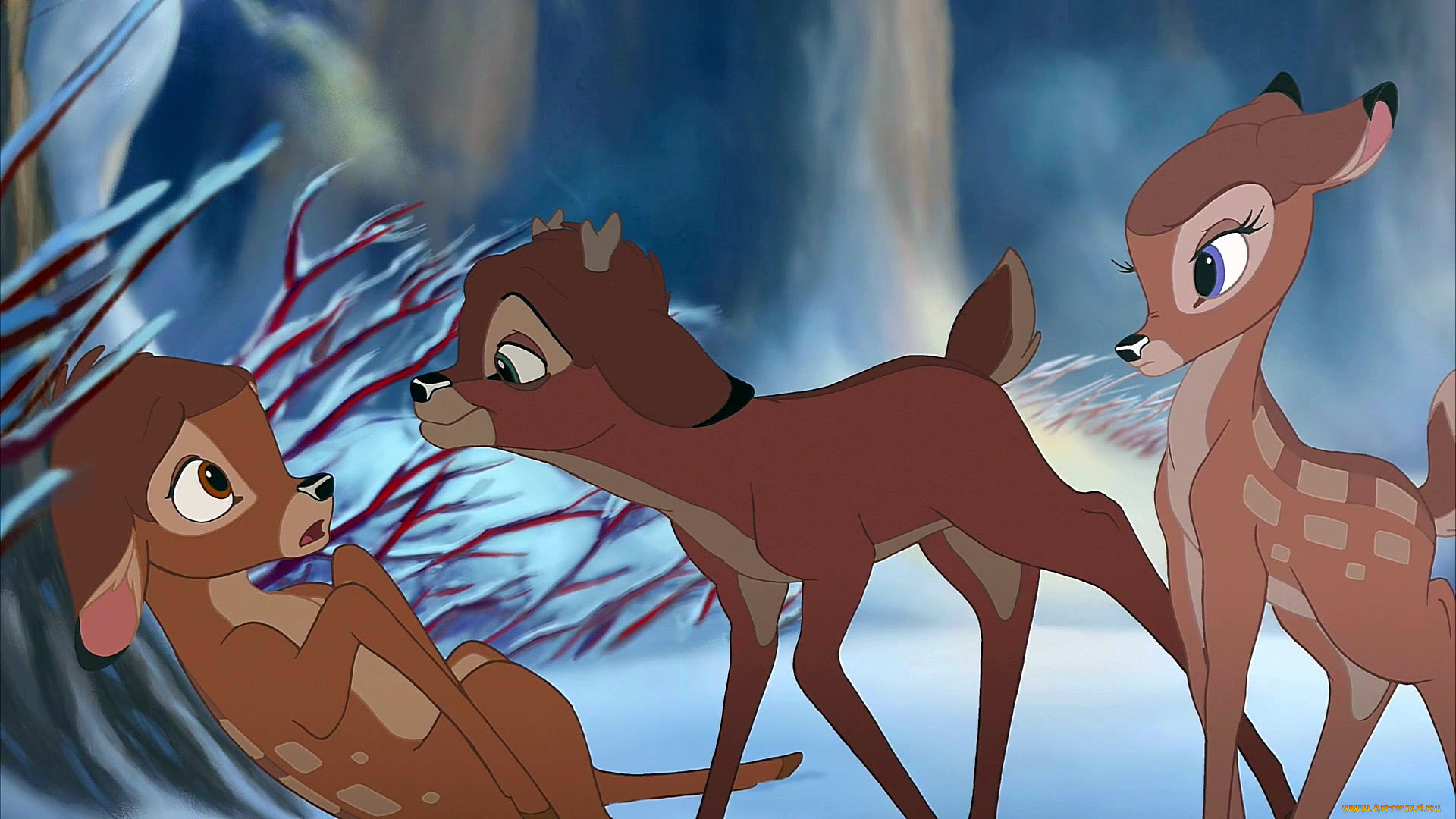 мультфильмы, bambi 2, олененок, трое.
